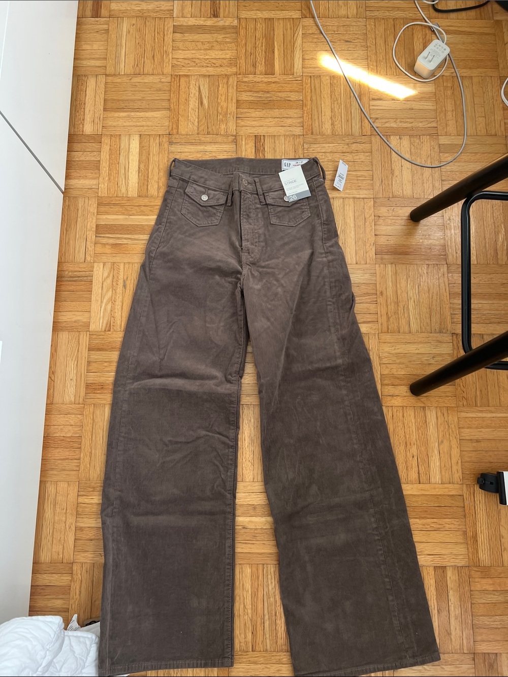 GAP High Rise Stride Corduroy Pants - Taupe Brown